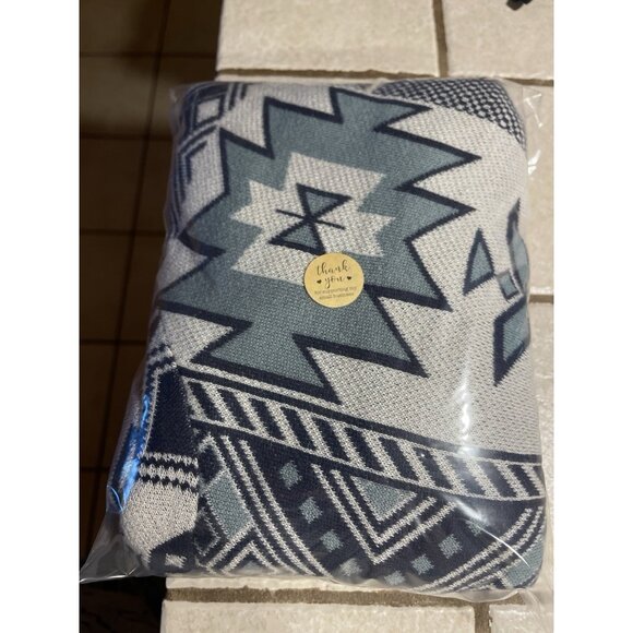 Pink Republic Women Open Front Aztec Cardigan Sweater Cotton Acryli Beige&Navy L - Picture 11 of 11